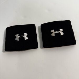 NWOT Under Armour Black Wristbands with White Embroidered Logo